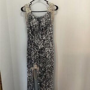 Portia and Scarlett silver ombre sequin gown, size 2